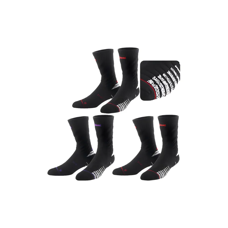 SPALDING Professional Basketball Socks Trendy Versatile Warm Elite Socks Comprehensive Training Unisex 3 Pack-5