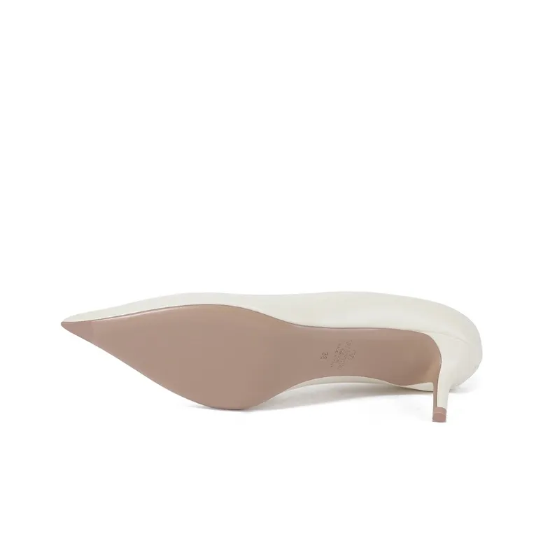 Valentino Vlogo Slim Heel High Heels 6cm Women's Ivory White-4