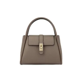HONGU Cow Leather Shoulder Bag Crossbody Bag Handbag Small Size Women's Ecru/Elephant Gray/Brown