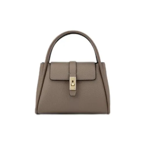 HONGU Cow Leather Shoulder Bag Crossbody Bag Handbag Small Size Women's Ecru/Elephant Gray/Brown