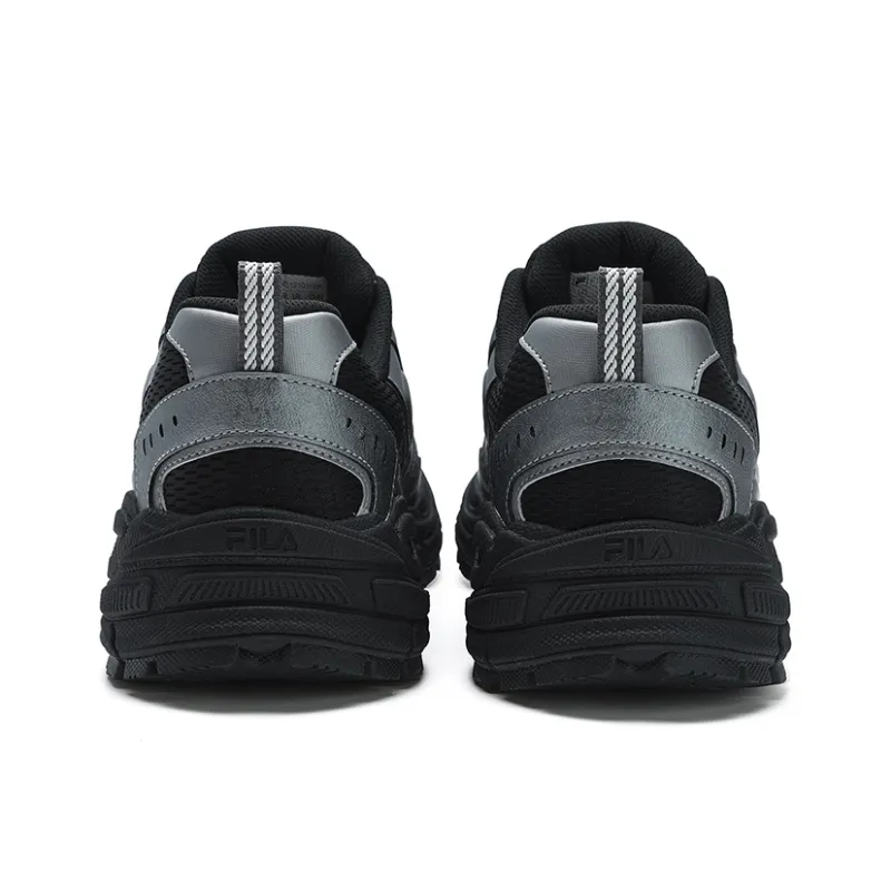 FILA Cushioning Wear-Resistant Low-Top Running Shoes Men's Black Silver-4