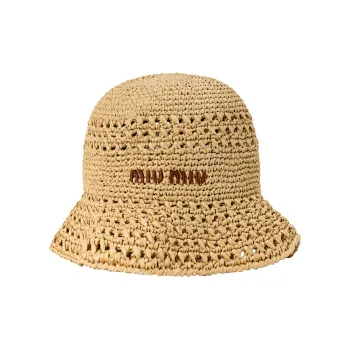 MIU MIU Logo Embroidered Crochet-Knitted Bucket Hat