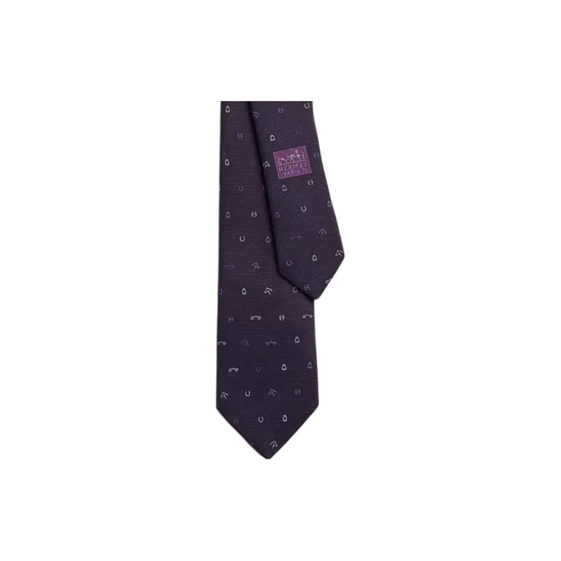 HERMES Silk Silk Ties Men's Purple-1