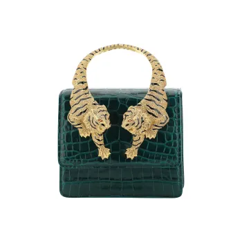 Roberto Cavalli Calfskin One Shoulder Handbags Medium Size Women's Emerald Green
