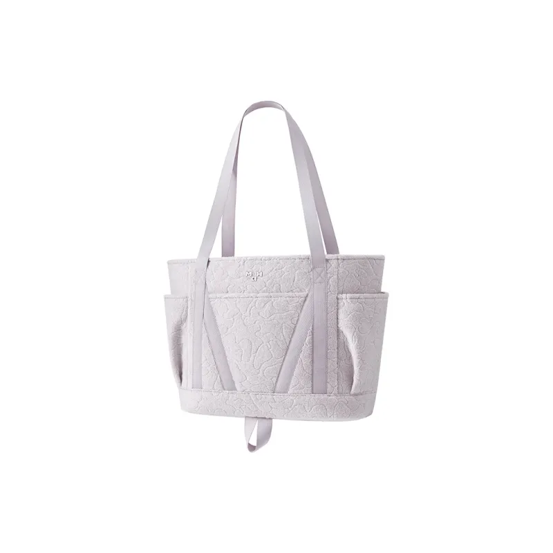 MAH Cotton And Polyester Blend Tote Bag Shopping Bag Shoulder Bags Unisex Light Purple Gray-1