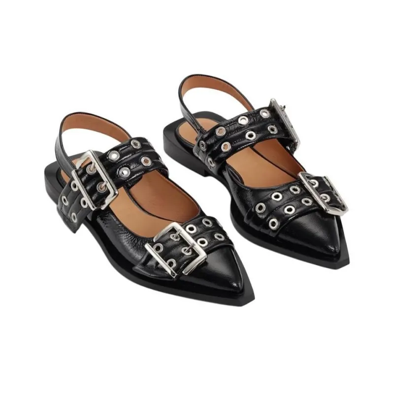 GANNI Feminine Buckle Slingback Ballerinas Women's-3