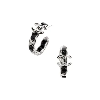 CHANEL Metal Earrings Women's Black