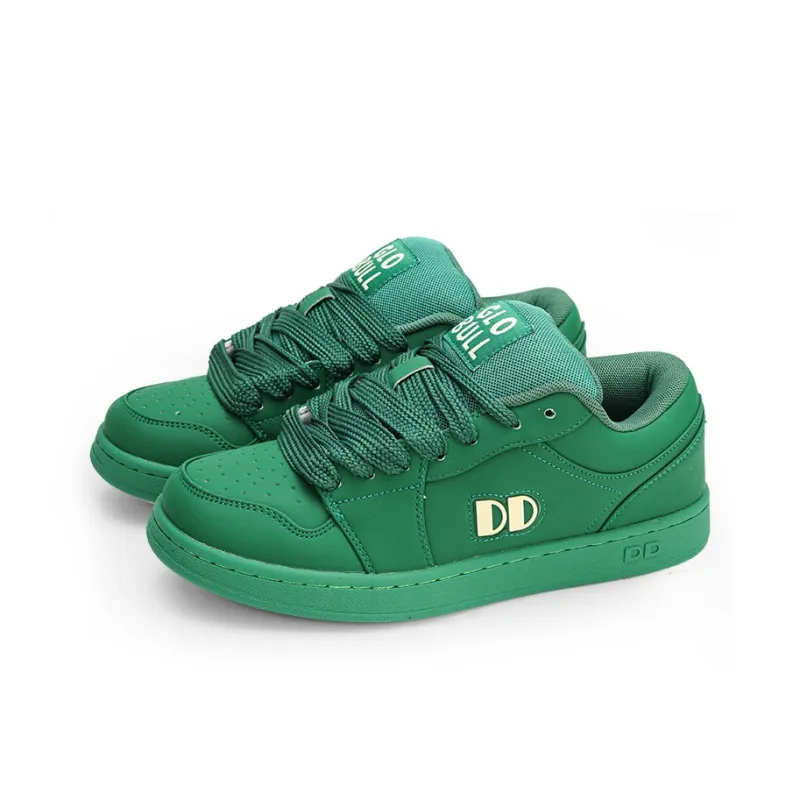 GLO BULL Skateboard Shoes Unisex Low Top Green Beige-2