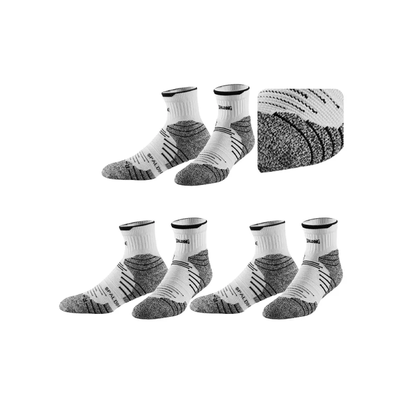 SPALDING Professional Basketball Socks Trendy Versatile Warm And Elite Compression Unisex 3 Pack White/Black-0