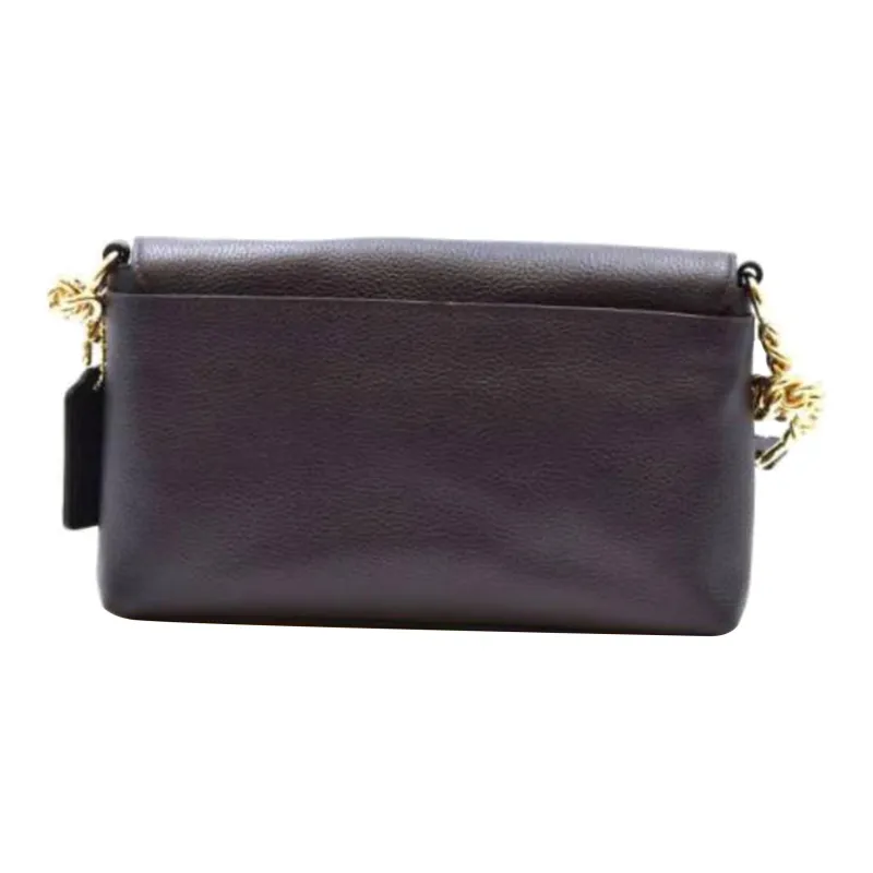 COACH Crosstown Leather Shoulder Bag Crossbody Bag Women's Dark Blue-4