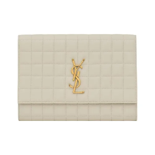 SAINT LAURENT CASSANDRE Sheepskin Clutch Regular Women's White