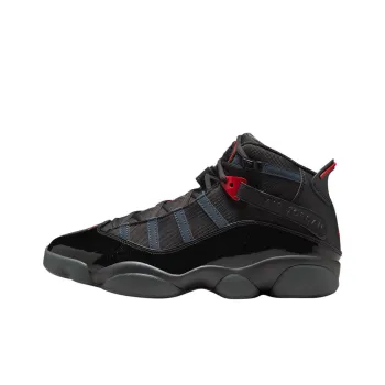 Jordan Air Jordan 6 Rings Anti Slip Wear Resistant Mid Top Basketball Shoes Unisex Black Red