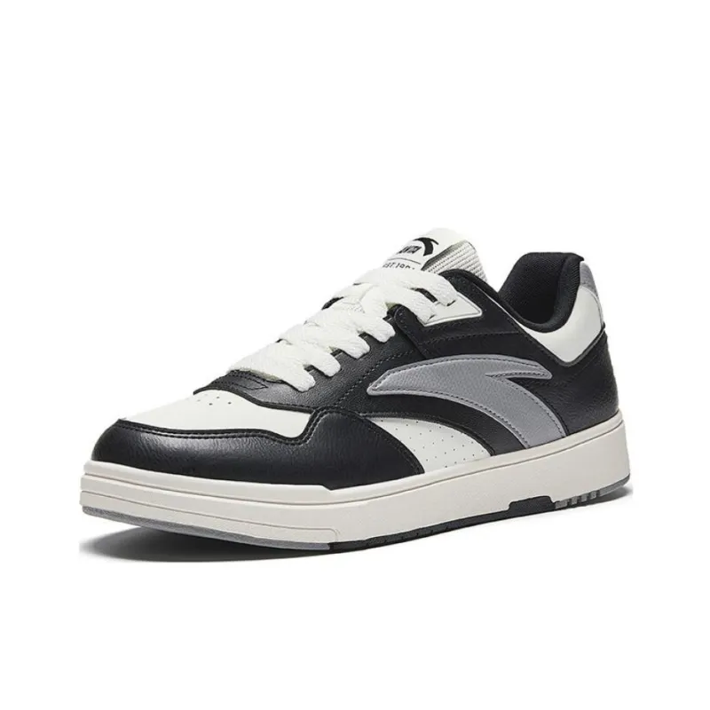 Anta Street Play GZ Wear-Resistant Lightweight Height Increasing Low-Top Skateboard Shoes Men's Black White Gray-1