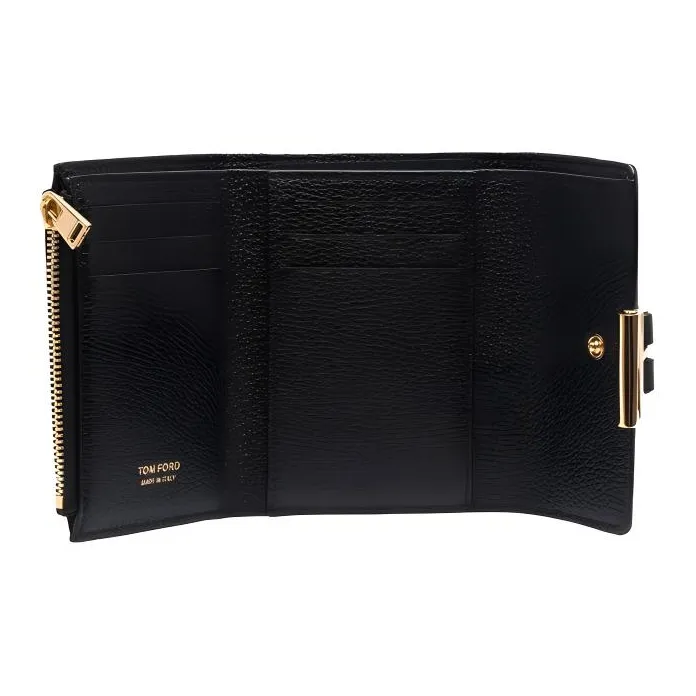 TF Cow Leather Wallet Women's Black-2