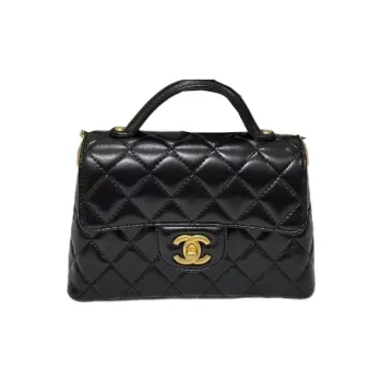 CHANEL Diamond Pattern Lambskin Shoulder Bag Crossbody Bag Handbag Small Size Women's Black