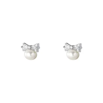 BAIJUAN S925 Silver, Faux Pearl Stud Earrings Women's