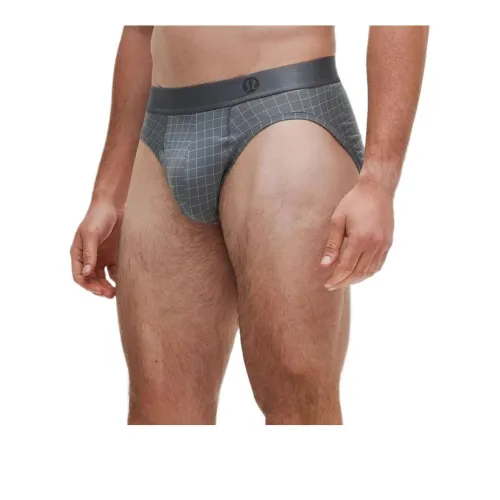 Lululemon AIM Underpants Men's Plaid Mini Belgian Blue Oil Gray