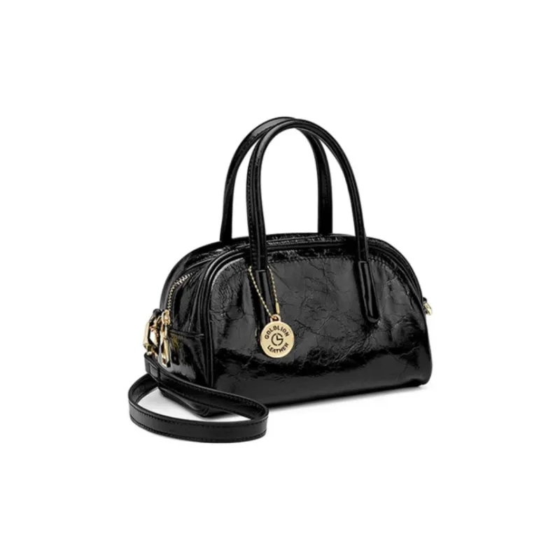 GOLDLION Cow Leather Shoulder Bag, Crossbody Bag, Handbag Trumpets Women's Ecru/Black/Brown/Gray-8