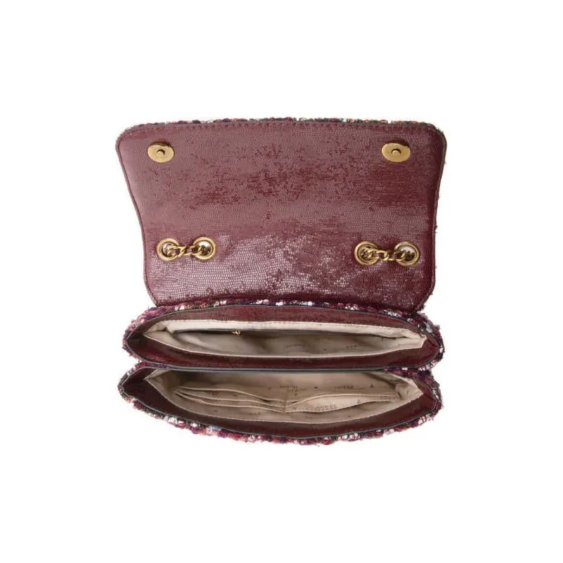 GUESS Artificial Leather Envelope Bag Shoulder Bag Crossbody Bag Handbag Medium Size Women's Burgundy-3
