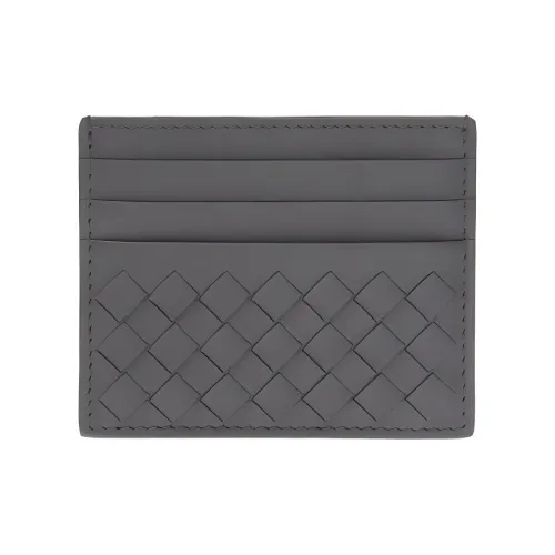 Bottega attracted Cow Leather Card Holder Mini Unisex Gray