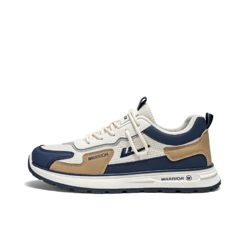 Warrior Anti Slip And Wear Resistant Height Increasing Low Top Casual Shoes Men's White Khaki Blue