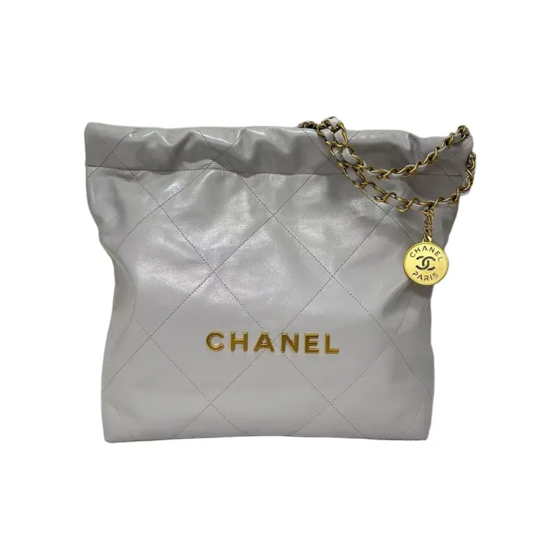 CHANEL Cow Leather Hobo Bag, Shoulder Bag, Crossbody Bag Small Size Women's Gray-0