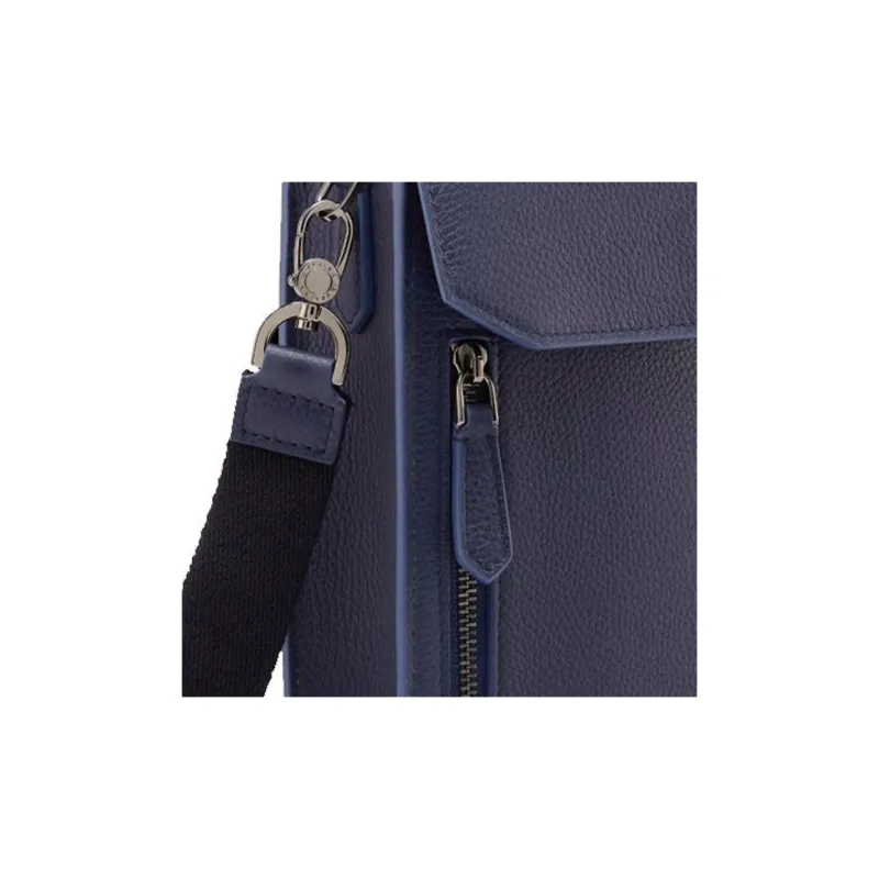 BVLGARI Calfskin One Shoulder Crossbody Clutches Men's Blue-4