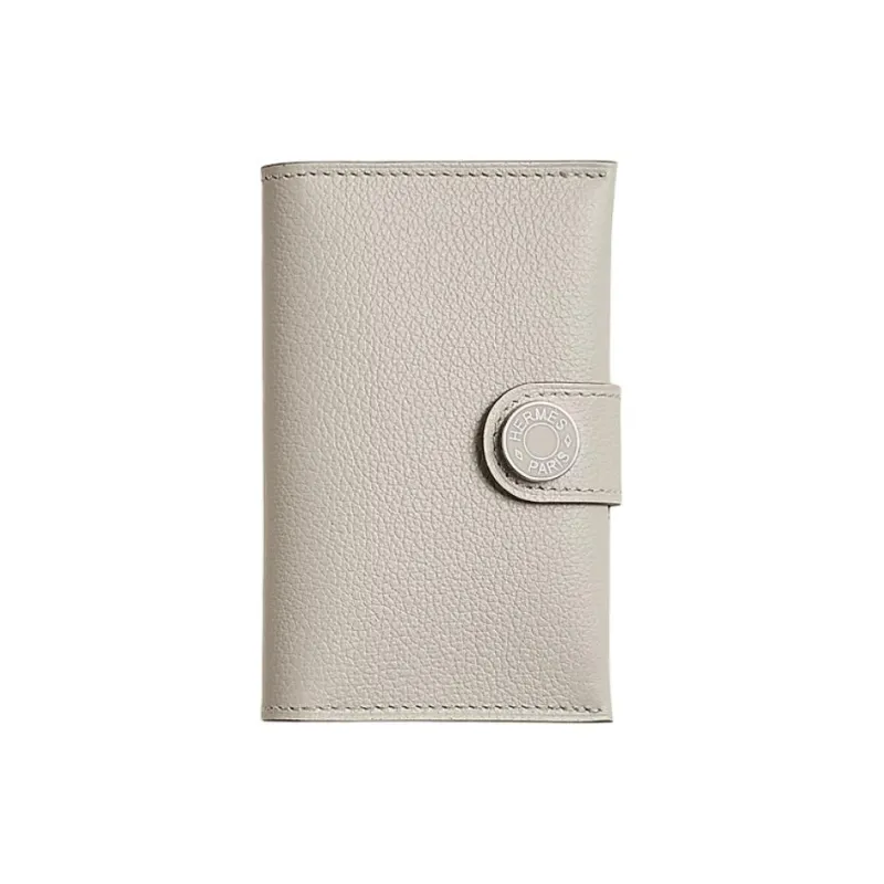 HERMES Evercolor Leather Card Holder Regular Women's Concrete-0