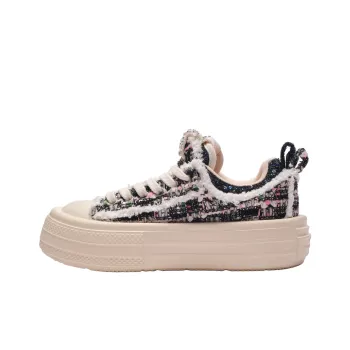 FORESHADOW Blackberry Height Increasing Wear Resistant Low Top Skateboard Shoes Women's Pink Black