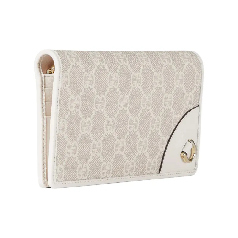 GUCCI GG Emblem Coated Canvas Wallet Women's Beige & White-1