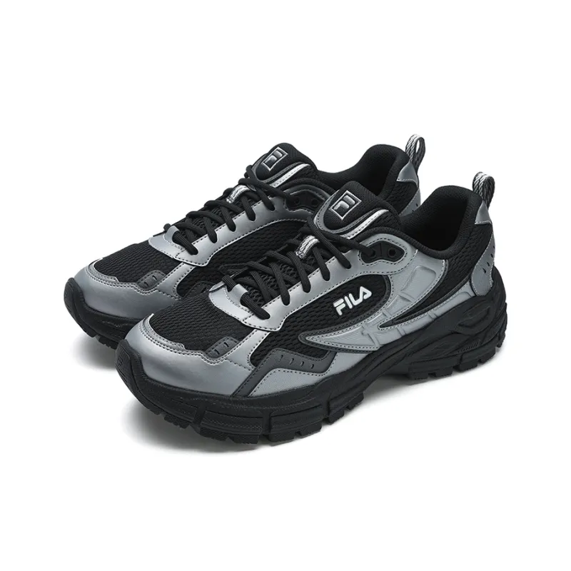FILA Cushioning Wear-Resistant Low-Top Running Shoes Men's Black Silver-2