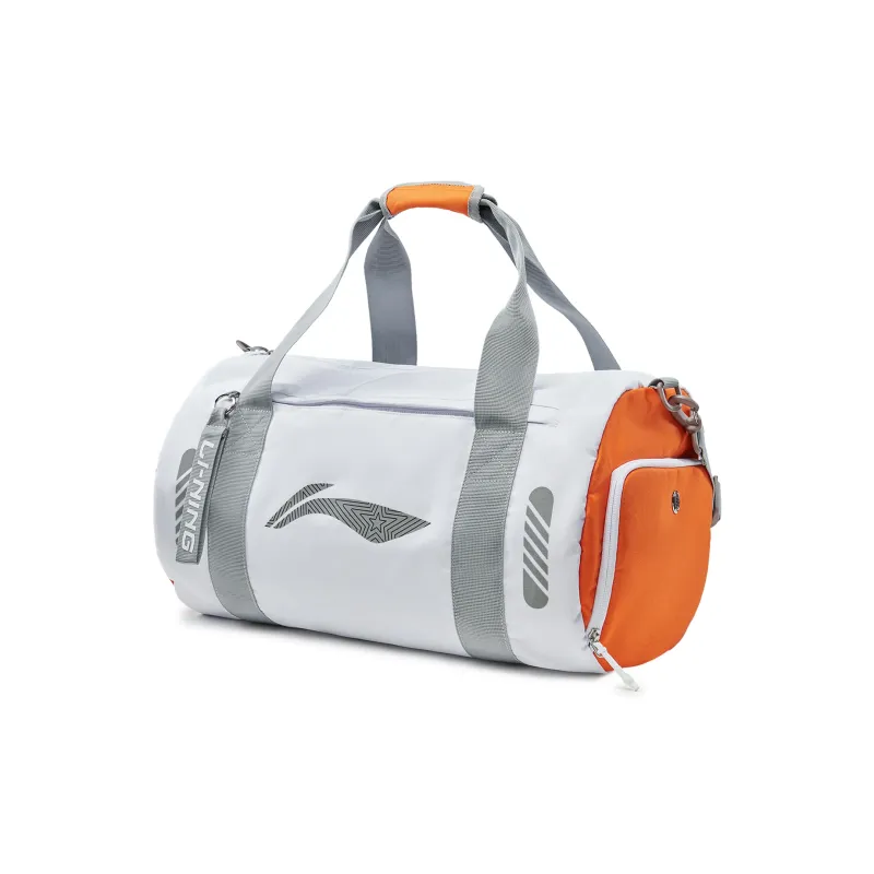 LiNing Polyester Travel Bag 30L Unisex White & Carrot Orange-3