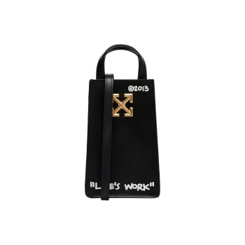 OFF WHITE Leather Shoulder Bag Crossbody Bag Handbag Mini Women's Black