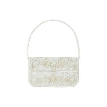 Staud TOMMY Glass Shoulder Bag Medium Size Women's White