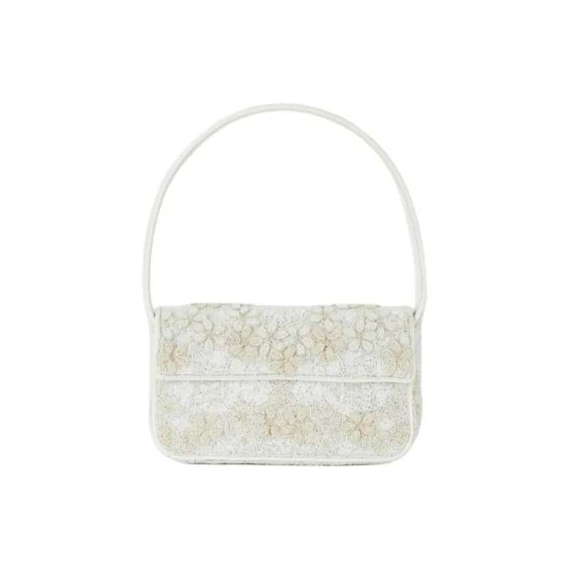 Staud TOMMY Glass Shoulder Bag Medium Size Women's White-0