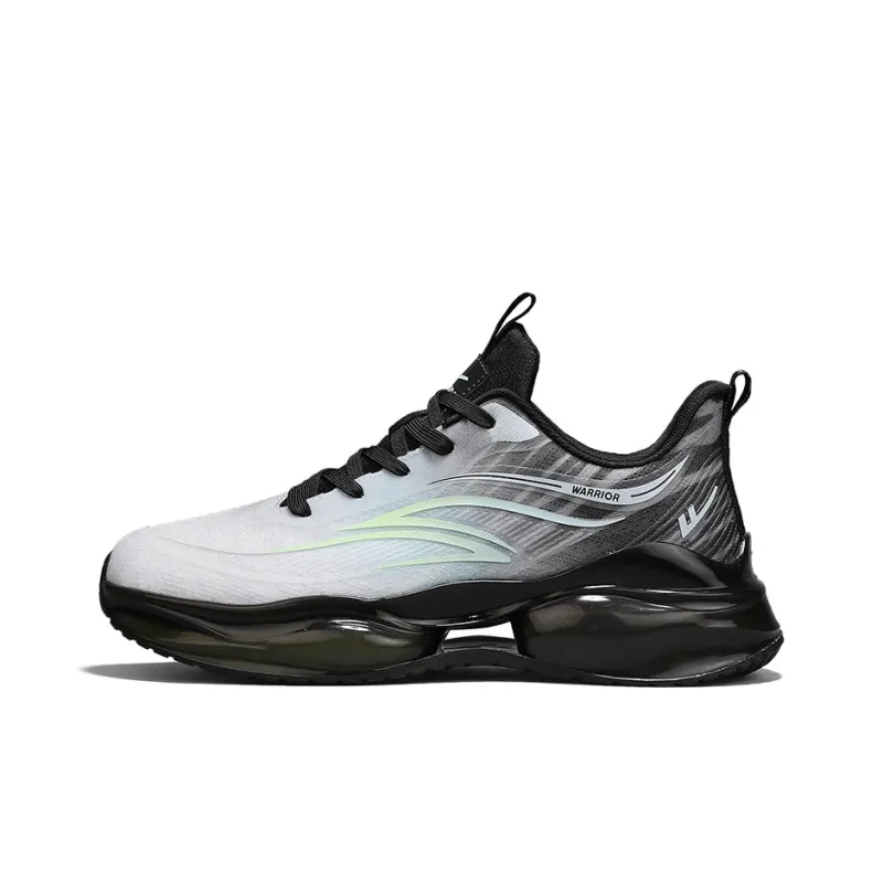 Warrior Anti Slip And Wear Resistant Height Increasing Low Top Long Distance Running Shoes Men's Gray Black Green-0