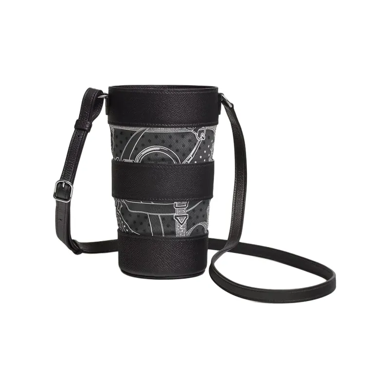 HERMES AVECSOIE IN THE POCKET Epsom Leather Water Cup Set Shoulder Bag Crossbody Bag Women's Black/Gray-0