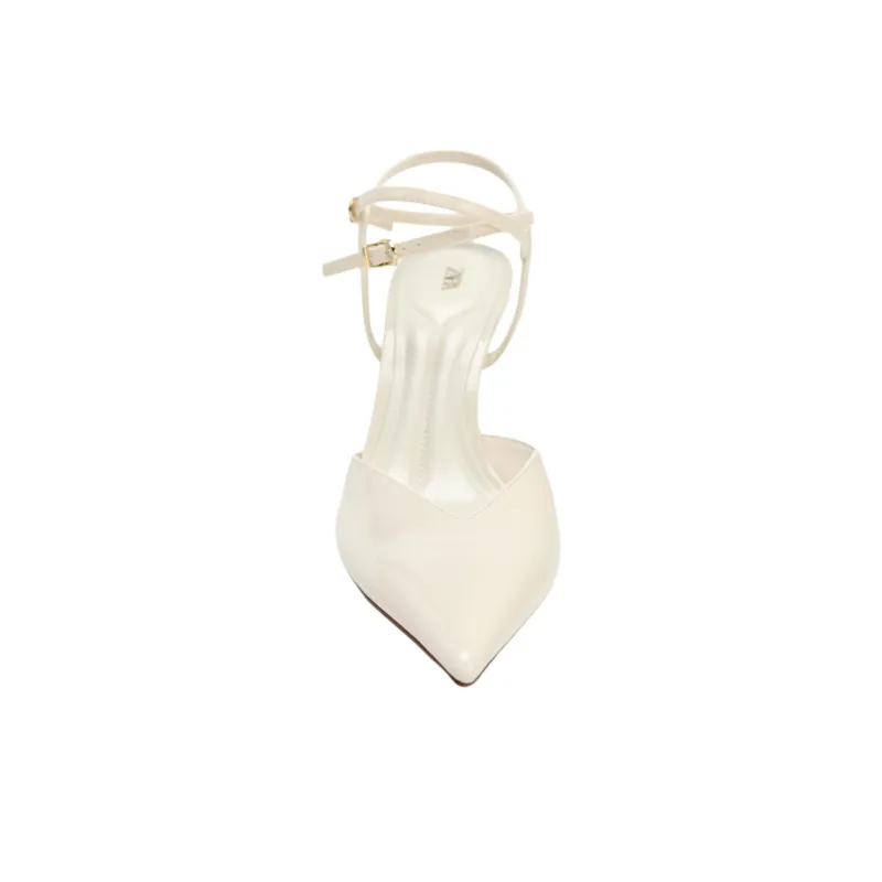 ZARA Slim Heel High Heels 10cm Women's White-4
