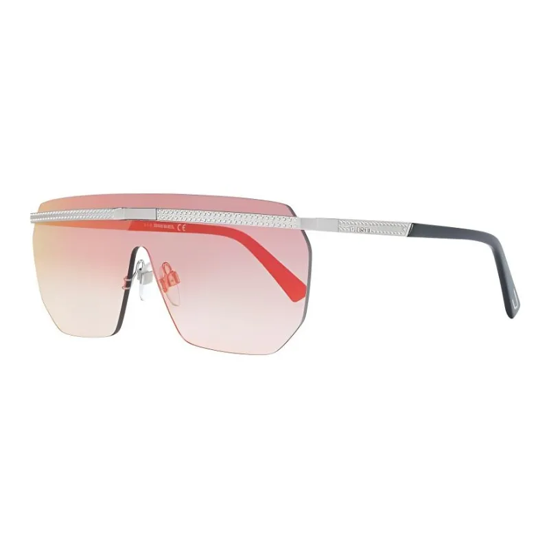 DIESEL Metal Irregular Shape Sunglasses Men's Silver-0