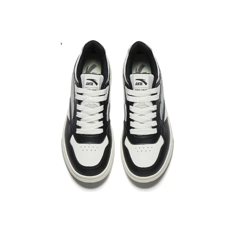 Anta Street Play GZ Wear-Resistant Lightweight Height Increasing Low-Top Skateboard Shoes Men's Black White Gray-2