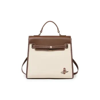 Teenie Weenie Polyurethane Backpack Women's Beige White Brown