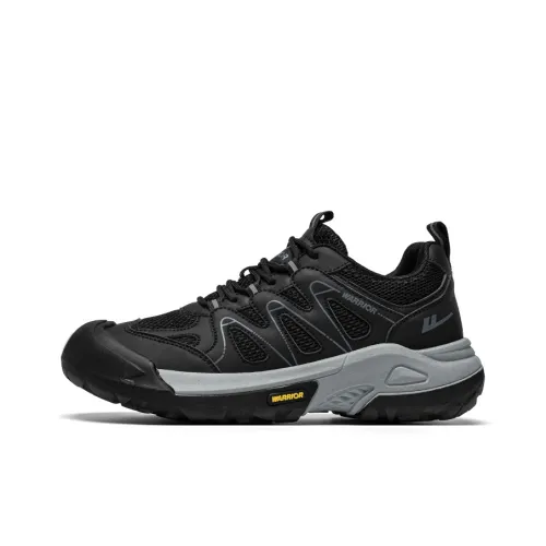 Warrior Hiking Shoes Height Increasing Wear Resistant Lightweight Slip Resistant Low Top Chunky Sneakers Men's Black