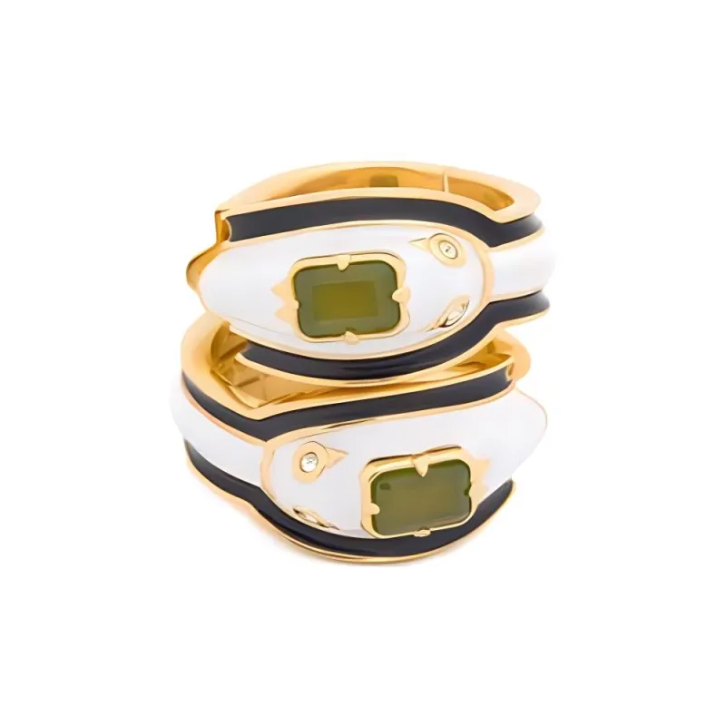 LOEWE 925 Sterling Silver, Crystal Earrings Unisex Gold-1