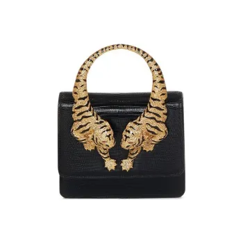 Roberto Cavalli Leather One Shoulder Handbags Medium Size Women's Black