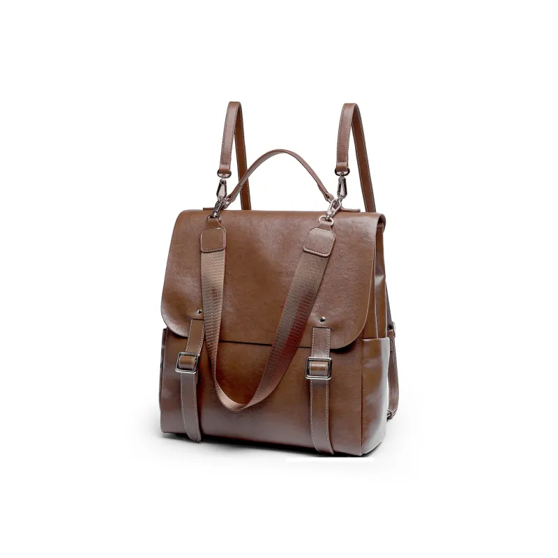 Mulinsen Synthetic Leather Backpack Unisex Black/Light Coffee-7