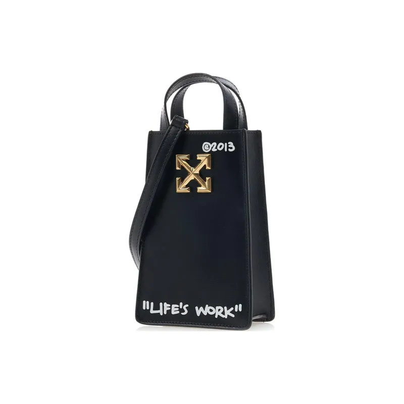 OFF WHITE Leather Shoulder Bag Crossbody Bag Handbag Mini Women's Black-2