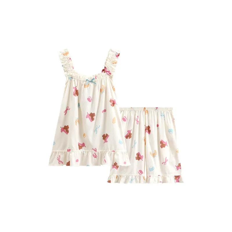 FENTENG Brown Bear Pajama Set Women's Beige-0