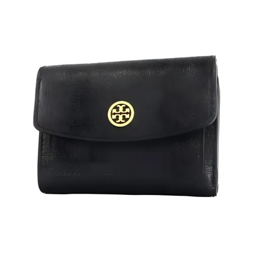 TORY BURCH Robinson Leather Card Holder Wallet Small Size Women's Black