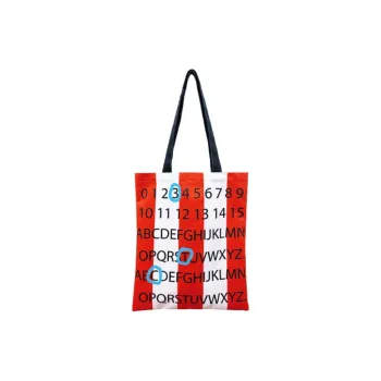 3omeTHINGCHIC Polyester Shopping Bag Reusable Bag Handbag Shoulder Bag Regular Unisex Red & White