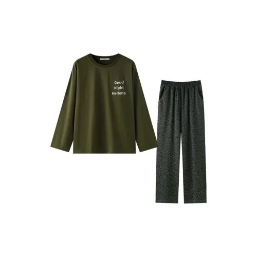 MEITENG Pajama Set Women's Army Green
